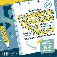 Win your favorite teacher with a $100 Visa Gift Card to treat themselves.